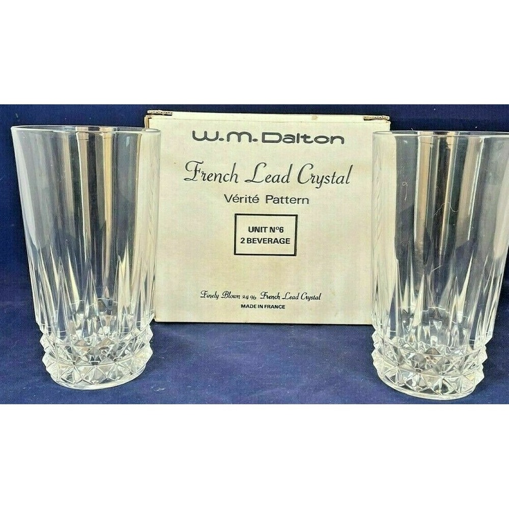 W.M.‎ DALTON French Lead Crystal VERITE - Lot of 2 Unit #6 Beverage Glasses ###